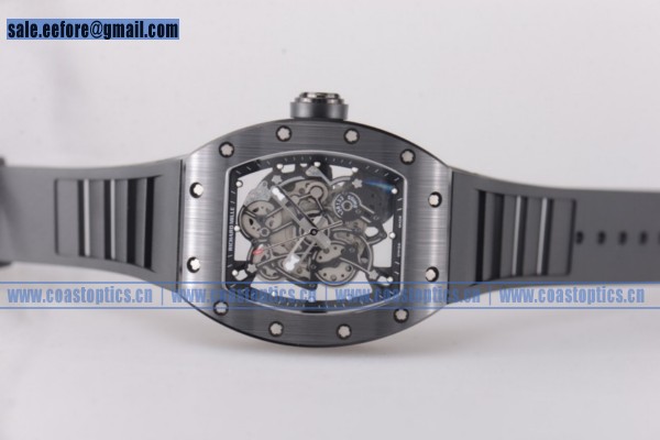 Richard Mille RM 055 Watch Perfect Replica PVD Skeleton Black Ceramic Bezel Black Rubber